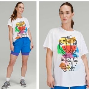 Lululemon All Yours Cotton T-Shirt Pride White Size 8.